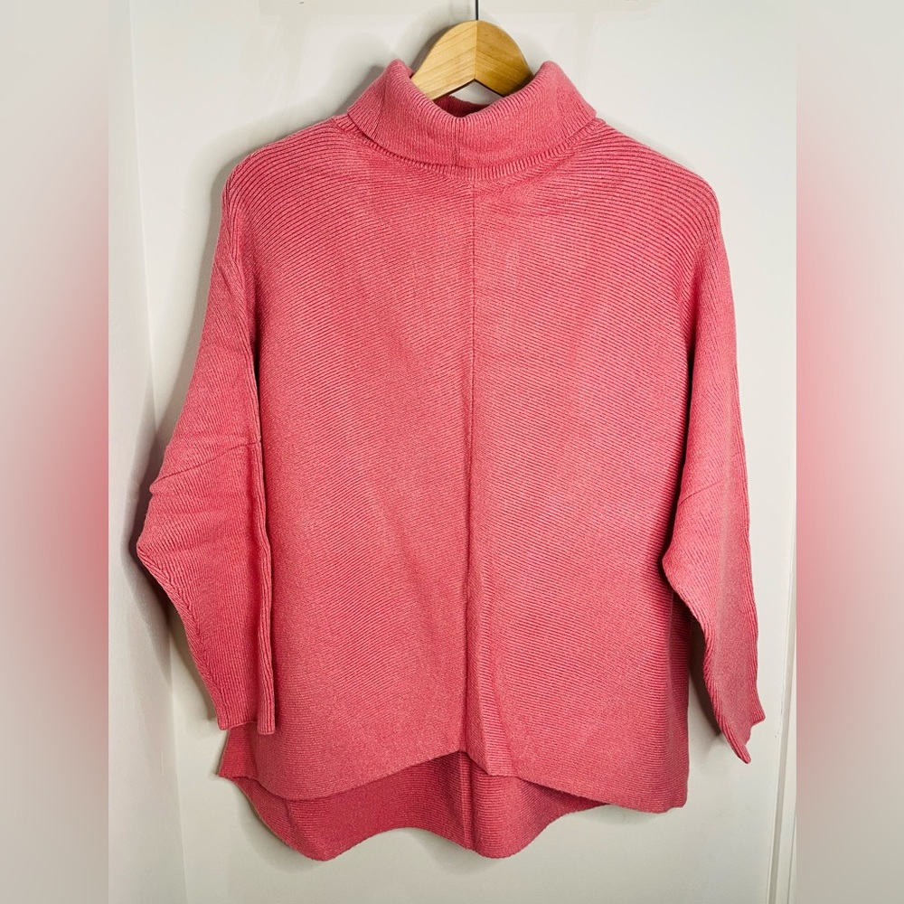 ANRABESS Womens Turtleneck Long Batwing Sleeve Asymmetric Hem Sweater Knit Top